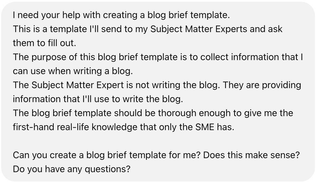 ChatGPT Blog Brief Template Prompt